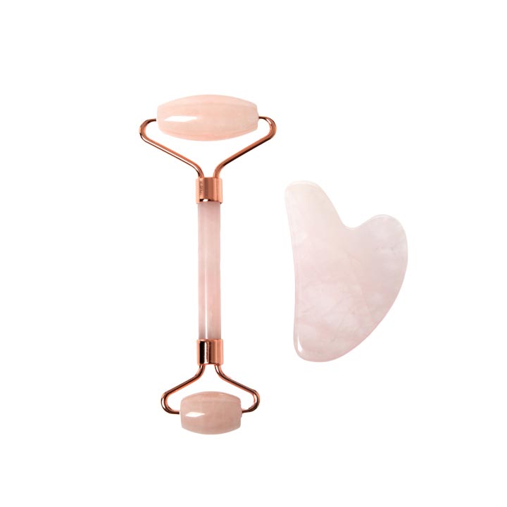 beUnik Masážní sada Face roller a Gua sha